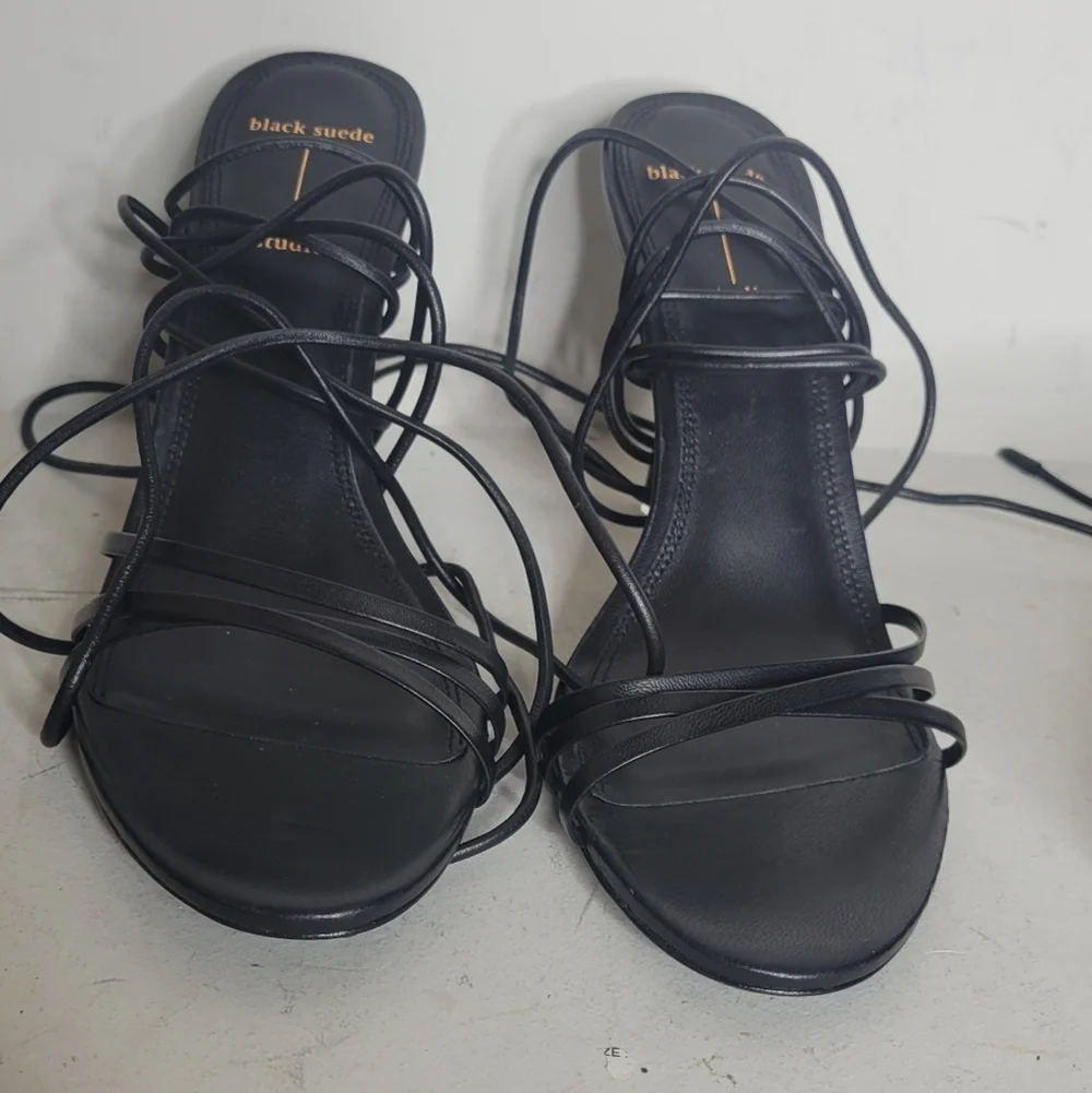 BLACK SUEDE STUDIO Leandra Lace Up Leather Sandals SZ 41